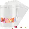 120pcs 4"x6" Mylar Bags for Food Storage,Smell Proof Bag with Matte Window Resealable Food Storage Bags for Small Business, Stand-up Foil Pouch Packaging Freeze Dried Candy BagWhite view 1