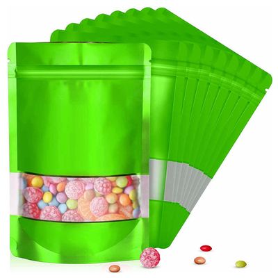 120pcs 4"x6" Mylar Bags for Food Storage,Smell Proof Bag with Matte Window Resealable Food Storage Bags for Small Business, Stand-up Foil Pouch Packaging Freeze Dried Candy BagGreen