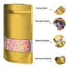 120pcs 4"x6" Mylar Bags for Food Storage,Smell Proof Bag with Matte Window Resealable Food Storage Bags for Small Business, Stand-up Foil Pouch Packaging Freeze Dried Candy Bag(Gold) view 3