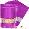 120pcs 4"x6" Mylar Bags for Food Storage,Smell Proof Bag with Matte Window Resealable Food Storage Bags for Small Business, Stand-up Foil Pouch Packaging Freeze Dried Candy BagPurple view 1