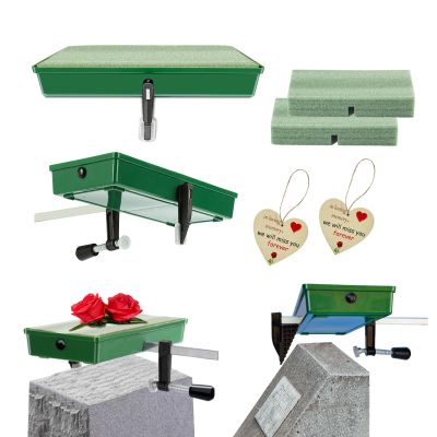 Never Blown Away! 2 Sets Cemetery Saddles for Grave Headstone, fit on Gravestone Extra Wide 6 to 12 Inches, Reusable Monument Decor Saddle,for Graveyard Tombstone for Veterans Gravesite (Patented)