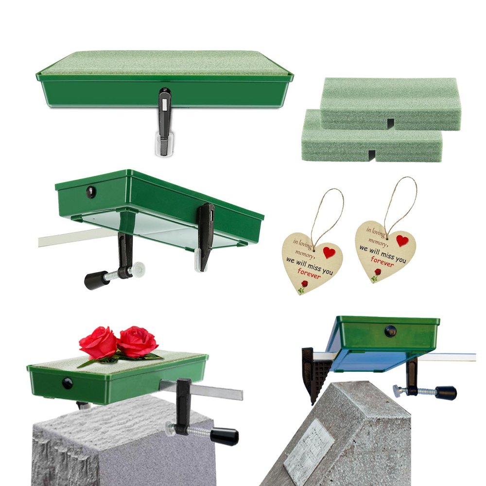 Never Blown Away! 2 Sets Cemetery Saddles for Grave Headstone, fit on Gravestone Extra Wide 6 to 12 Inches, Reusable Monument Decor Saddle,for Graveyard Tombstone for Veterans Gravesite (Patented)