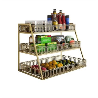Stackable Snack Organizer Kitchen Table Rack Desktop Storage Cabinet Double-layer Tableware Storage Rack Fruit and Vegetable Rack Seasoning Rack Kitchen Countertop Organizer (Size : CH)