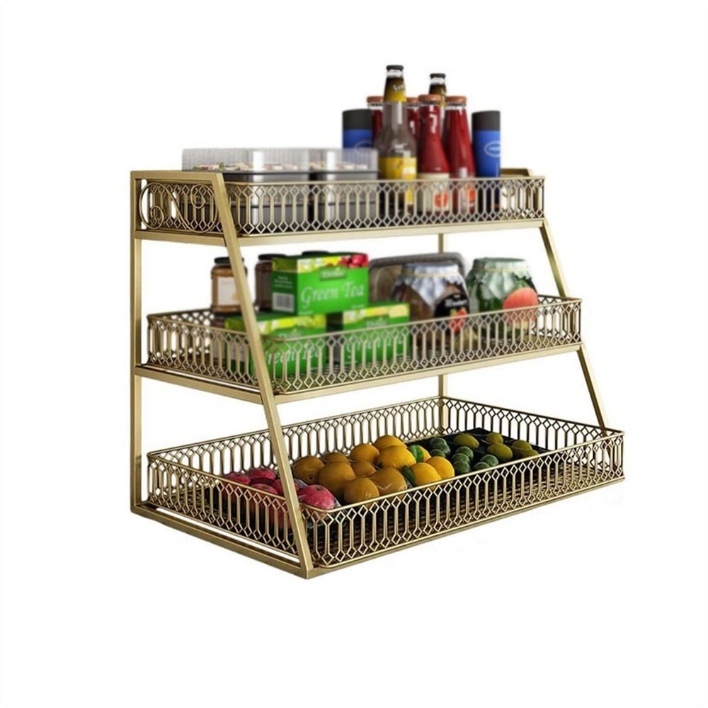 Stackable Snack Organizer Kitchen Table Rack Desktop Storage Cabinet Double-layer Tableware Storage Rack Fruit and Vegetable Rack Seasoning Rack Kitchen Countertop Organizer (Size : CH)
