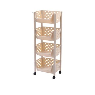 Stackable Snack Organizer Kitchen Vegetable Rack Floor Multi-layer Storage Basket Household Kitchen Fruit and Vegetable Rack with Wheels Kitchen Countertop Organizer (Color : 4 floors)