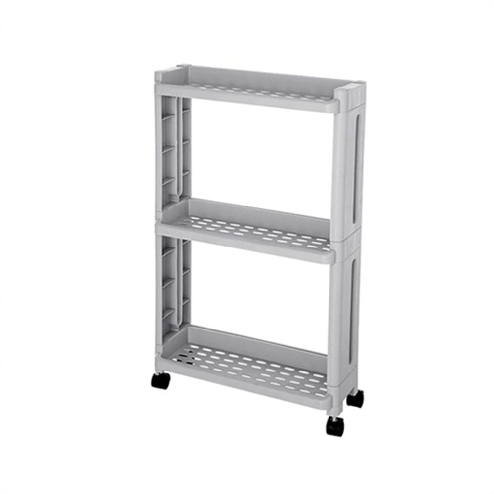 Stackable Snack Organizer Kitchen Storage Rack On Wheels 2/3/4 Tier Narrow Slotted Shelf Fridge Side Shelves Swivel Kitchen Spice Rack Kitchen Countertop Organizer (Color : Brass)