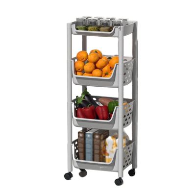 Stackable Snack Organizer Kitchen Vegetable Basket Rack Floor-to-ceiling Multi-layer Vegetable Fruit and Vegetable Toy Storage Cabinet Bathroom Organizer Kitchen Countertop Organizer (Color : C-3 lay