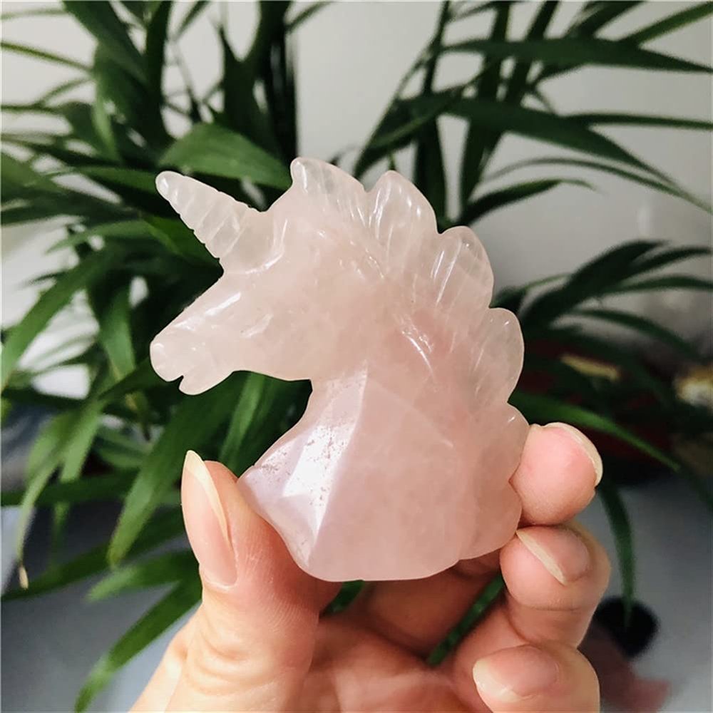 WGPHD Health & Household Natural Rose Quartz Crystal Unicorn Carved Gemstone Animal Reiki Healing Stone Home Decor