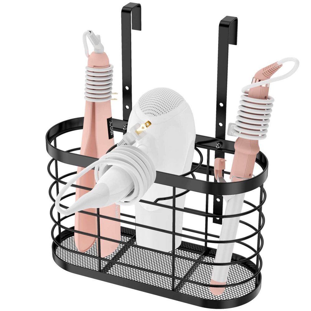 Aolldy 3 in 1 Hair Tool Organizer - Adjustable Height Wall Mounted/Cabinet Door Bathroom Organizer, Under Sink for Hair Dryer, Flat Irons, Curling Wands, Straighteners