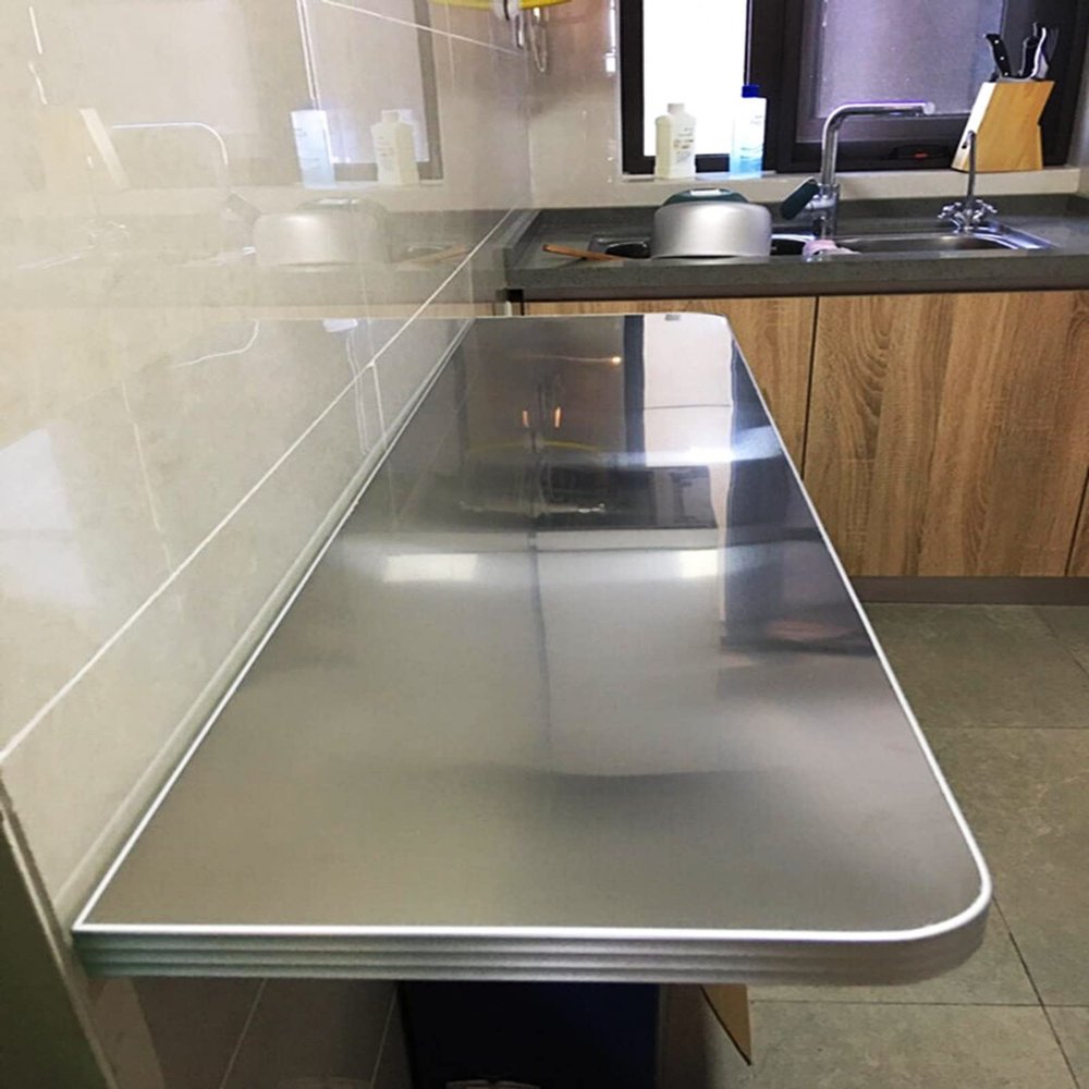 Aigoss 304 Stainless Steel Wall Mounted Folding Table Desk, Fold Down Wall Mount Desk Dining Table for Laundry Room Home Bar Kitchen Dining Room - Maximum Load 220lb (Size : L120xW30CM/L47.2xW11.8IN)