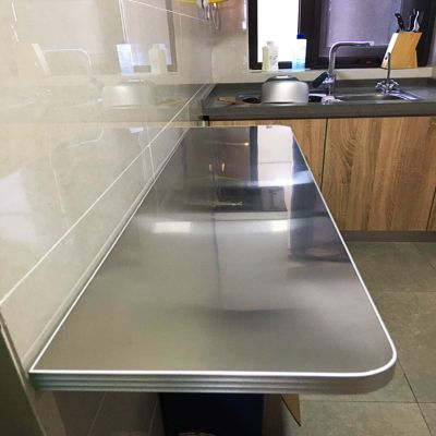 Aigoss 304 Stainless Steel Wall Mounted Folding Table Desk, Fold Down Wall Mount Desk Dining Table for Laundry Room Home Bar Kitchen Dining Room - Maximum Load 220lb (Size : L60xW30CM/L23.6xW11.8IN)