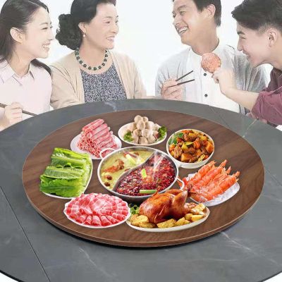 50/60/70cm Wood Dining Table Turntable, 360-Degree Swivel Serving Plate, Rotating Serving Tray, Wooden Swivel Serving Display For Dining Table, Smooth Rotation (Color : D, Size : 60cm-24in)