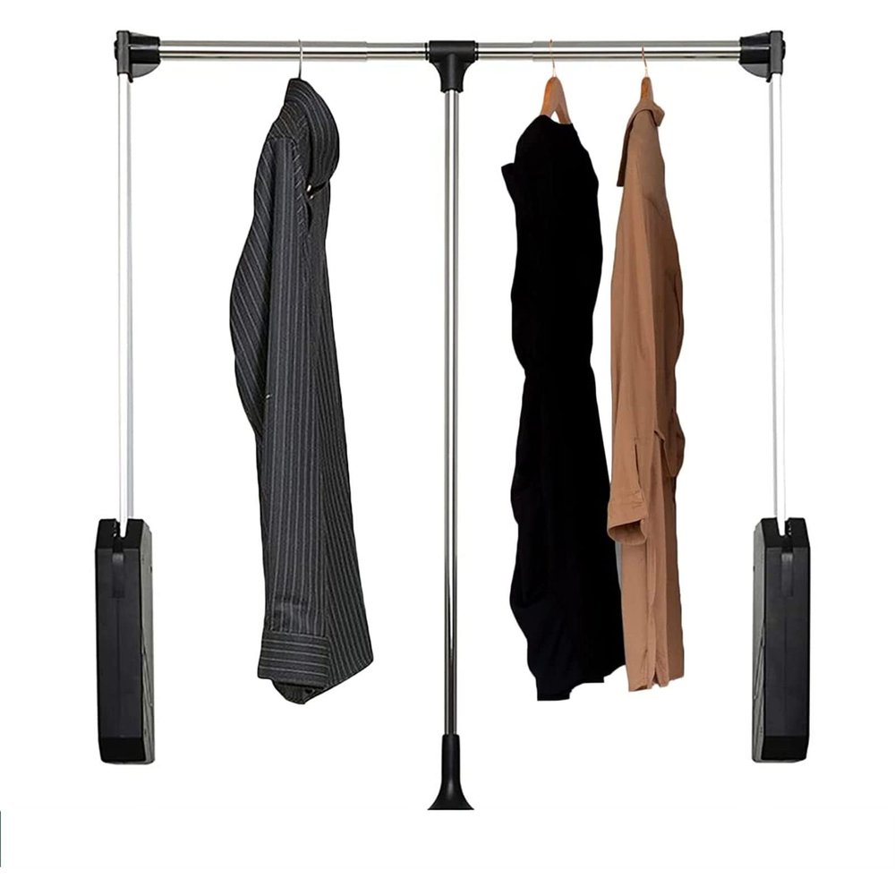 Pull Down Closet Rod, Pull Down Wardrobe Organizer, Adjustable Width 20-59Inch for Hanging Clothes Wardrobe Lift Rail Organizer Soft Close Aluminium Garment Hanging Rack, 26lbs Load Capacity (Size :
