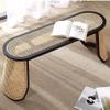 BNNP Entrance Bench Solid Wood Bed End Stool Home Living Room Rattan Braided Shoe Stool Homestay Bench Braided Rope Low Stool Dressing Stool Makeup Stool Suitable for Living Room, Bedroom view 2