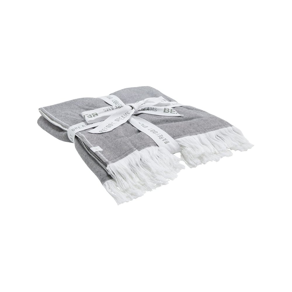 Barefoot Dreams Color Block Organic Cotton Oversized Towel, Carbon-White, 39"x74"