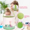 LessMo 2Pack Easter Bunny Basket Easter Egg Buckets, Green Purple Cute Personalized Canvas Cotton Tote Bags Egg Hunt Basket for Easter Party Gifts view 3