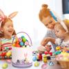 LessMo 2Pack Easter Bunny Basket Easter Egg Buckets, Green Purple Cute Personalized Canvas Cotton Tote Bags Egg Hunt Basket for Easter Party Gifts view 4