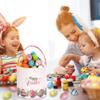 LessMo 2 Pcs Easter Bunny Basket Egg Buckets Gifts Tote Bags, Canvas Cotton Pink Green Cute Personalized Egg Hunt Basket Stuffers for Easter Party view 4