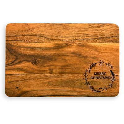 Affinity Decor Organic Acacia kitchen Cutting Chopping Charcuterie Board Platter for Butcher Block Cheese and Vegetables (Laser Christmas Board 11"L x 8"W)