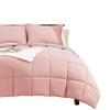 All-Season-1 Piece Box Stitched Down Alternative Reversible Comforter Set Cotton 500 GSM Soft Duvet Insert Lightweight Luxury Quilted Comforter Set Oversized King Size-Pink/Light Grey view 1