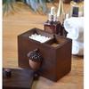 Toothpick Holders Creative Vintage Wooden Toothpick Lid Box Cotton Swab Cotton Box Suitable for Home Kitchen Restaurant Home Goods Toothpick Dispenser view 3