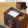 Toothpick Holders Creative Vintage Wooden Toothpick Lid Box Cotton Swab Cotton Box Suitable for Home Kitchen Restaurant Home Goods Toothpick Dispenser view 4