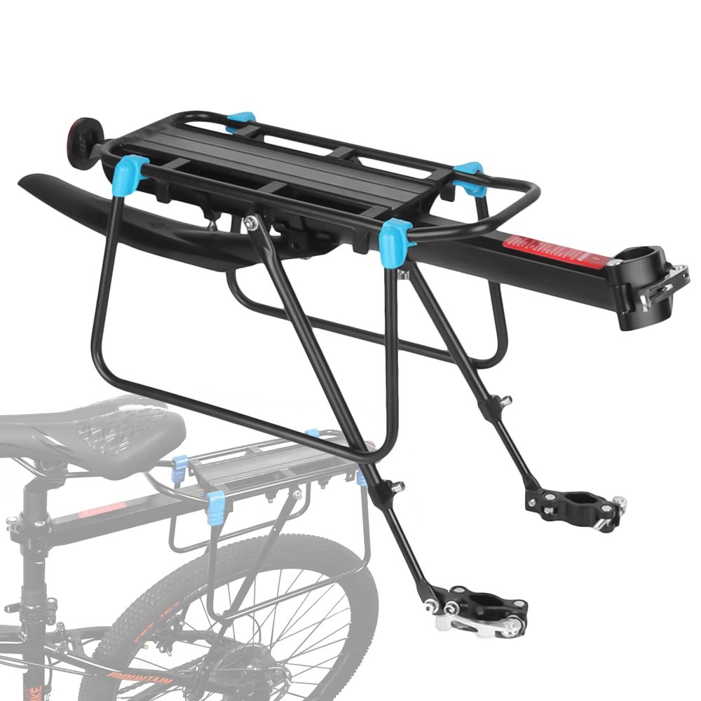 Breadom Bicycle Pannier Rack, Adjustable Carrier Rear Bicycle Accessories Equipment Stand Footstock Bike Carrier Racks with Reflector