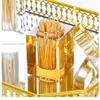 Toothpick Holders Crystal Glass Toothpick Box Transparent Toothpick Holder Dispenser Creative Household Light Luxury Hotel Restaurant Desktop Decoration Toothpick Dispenser (Color : Brass) view 4