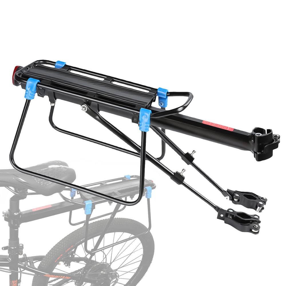Breadom Bicycle Pannier Rack, Adjustable Carrier Rear Bicycle Accessories Equipment Stand Footstock Bike Carrier Racks with Reflector