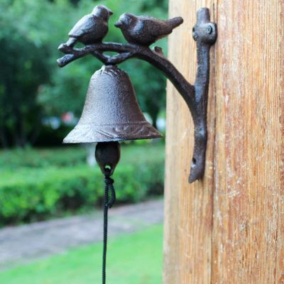 DOZRAN Medium Iron Cast Door Bell, Sign with 2 Birds, Heavy Duty Shaking Dinner Bells for Restaurant/Cafe/Family, Farmhouse Style
