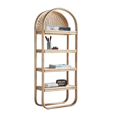ARZARF Independent Bookshelf Nordic Rattan Bookshelf Rack Floor Locker Four-Story Storage Bookcase Living Room Display Rack Bedroom Decoration Rack Bookcase Organizer