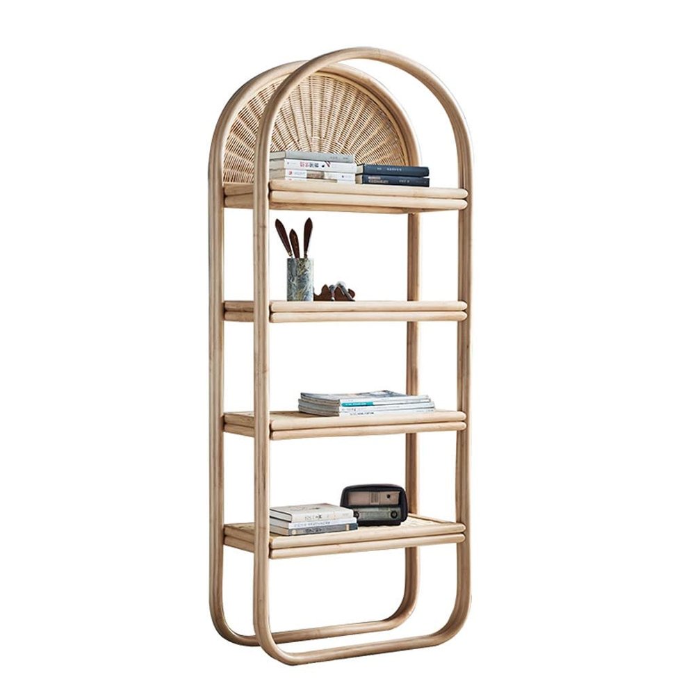 ARZARF Independent Bookshelf Nordic Rattan Bookshelf Rack Floor Locker Four-Story Storage Bookcase Living Room Display Rack Bedroom Decoration Rack Bookcase Organizer