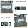 36in Farmhouse Entry Console Table, Wood Accent Sofa Table with 4 Drawers Sofa Entryway Table with Bottom Open Shelf Hallway Foyer Table, for Entryway Living Room Bedroom view 4