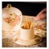 Vintage Gold Rose Ceramic Toothpick Holder Living Room Dining Table Decoration Toothpick Box view 2