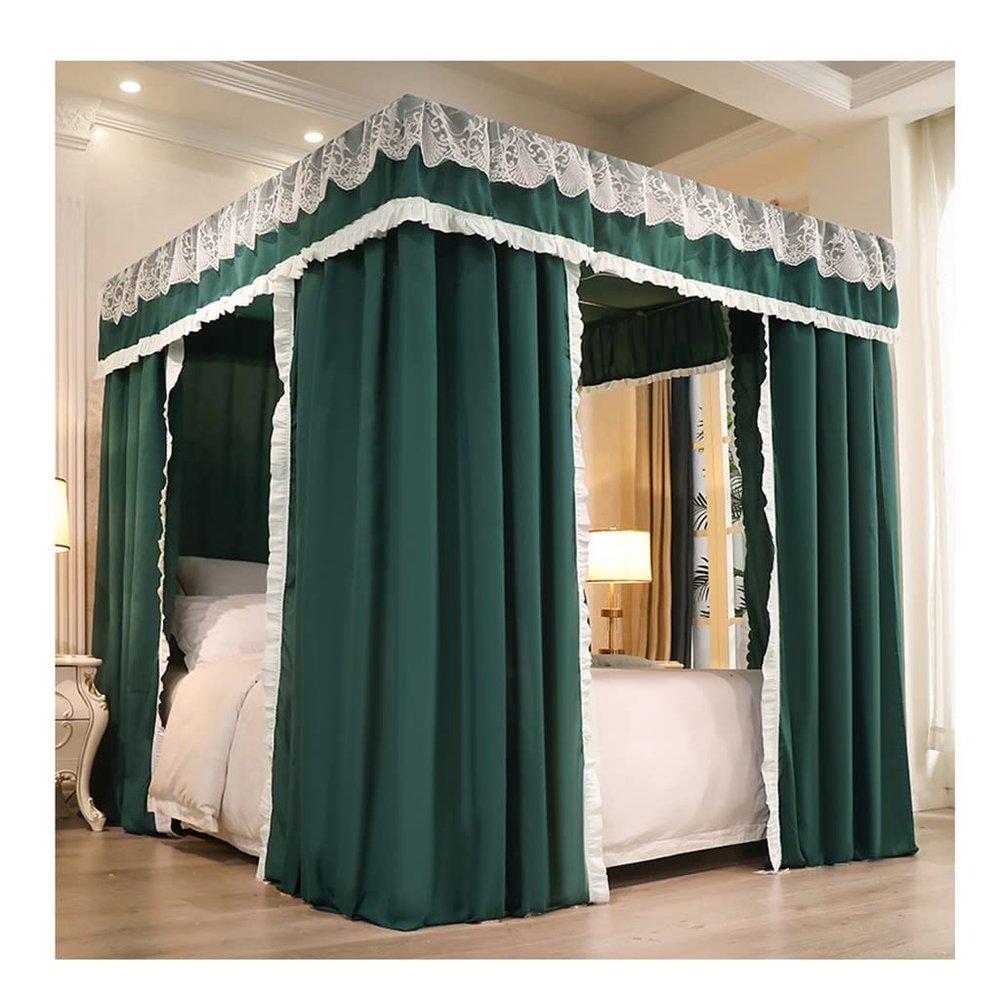 Bed Canopy Pure Color Bedroom Bed Canopy, Household Dust-Proof, Windproof and Sunshade Bed Curtain, with Stainless Steel Bracket (Color : A2, Size : 180x200x200cm)