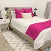 ABP COLLECTION Bed Runner Set - 100% Pure Cotton 800 Thread Count - Luxury 1 Pinch Pleated Bed Runner and 4 Pillow Cover - 5 Piece Pinch Pleated Bed Runner Set Twin, Hot Pink view 1