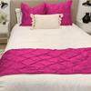 ABP COLLECTION Bed Runner Set - 100% Pure Cotton 800 Thread Count - Luxury 1 Pinch Pleated Bed Runner and 4 Pillow Cover - 5 Piece Pinch Pleated Bed Runner Set Twin, Hot Pink view 2