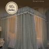 Bed Canopy Plaid Pattern Bedroom Bed Canopy, Bed Curtain with Floor Standing Curtain, All Season, Easy to Install (Color : A3, Size : 150X200X200CM) view 4