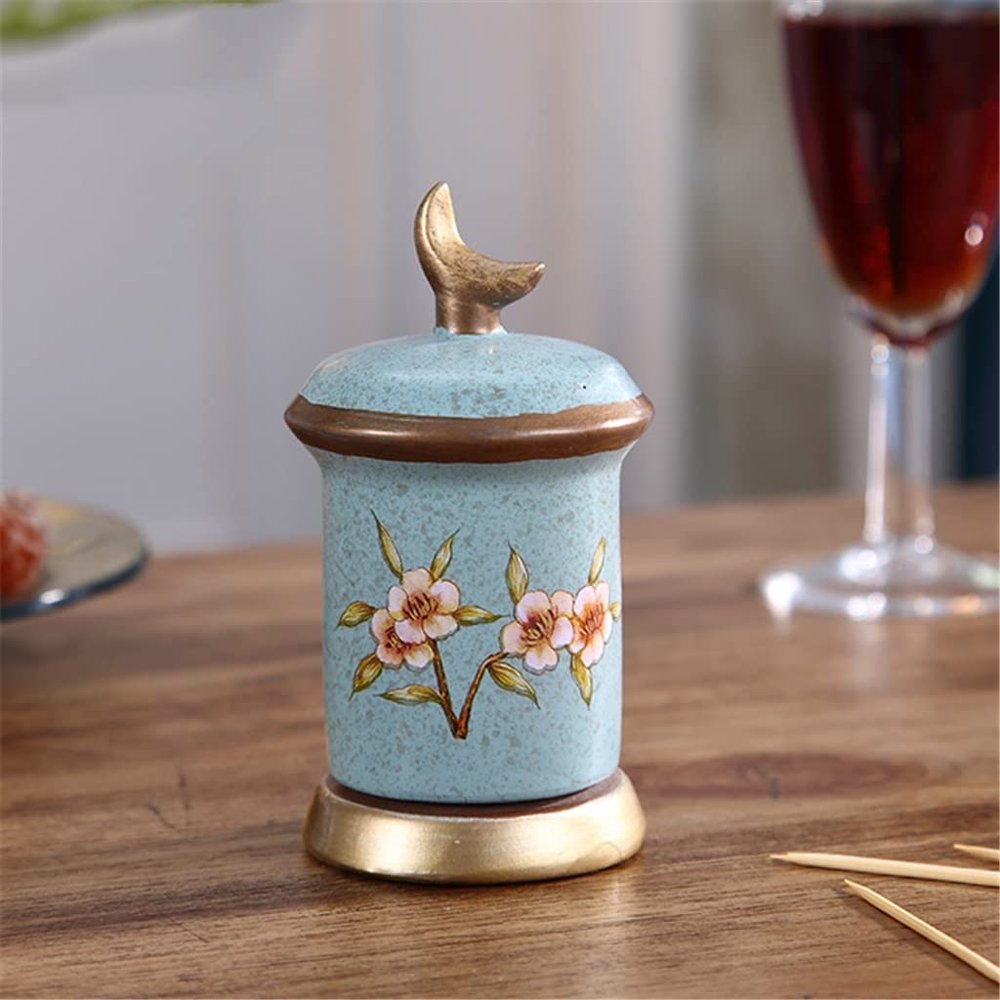 American toothpick box decoration toothpick jar living room table toothpick box household toothpick bucket (Color : B)