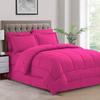 1 Piece Box Stitched Striped Pattern Comforter Ultra Soft 100% Egyptian Cotton Quilt Cover, 1000 Thread Count - (Full/Queen Size, Hot Pink) - 550 GSM Filling view 1