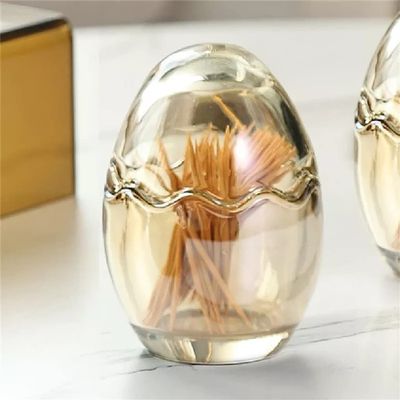 Transparent glass egg box ceramic cotton swab toothpick holder storage box living room storage box (Color : C)
