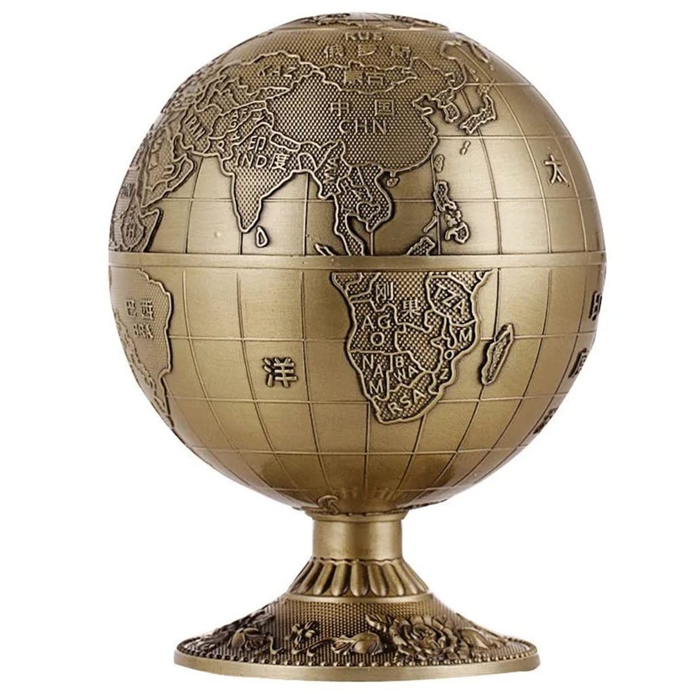 Retro Alloy Globe Toothpick Holder Container Household Table Toothpick Storage Box Toothpick Dispenser (Color : A)