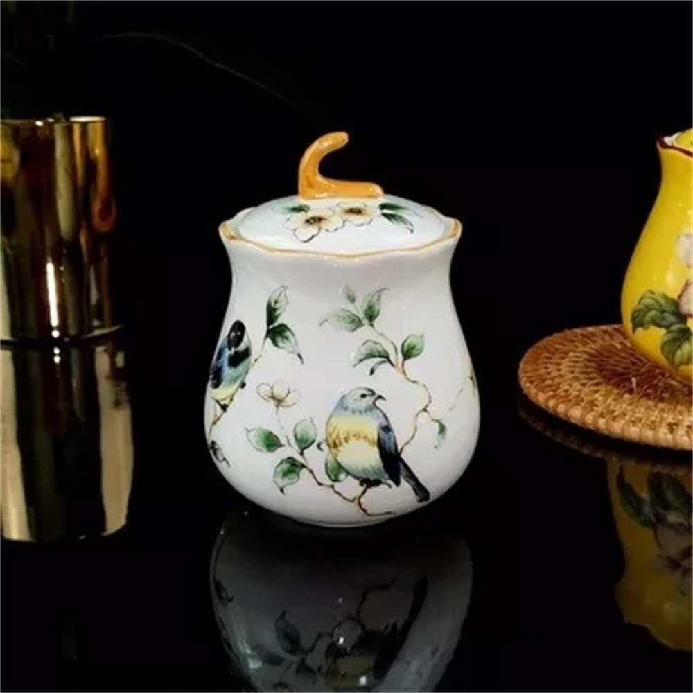 Kitchen toothpick holder ceramic rack bathroom cotton swab portable storage (Color : B)