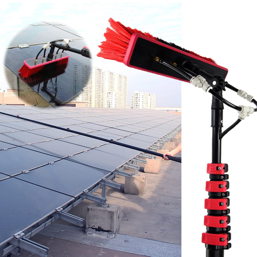 SHENUZ Window Cleaning Pole, Window Cleaner Kit, Water/Hose Fed Pole, Window Cleaning Brush Equipment, Telescopic Window Washing Equipment,29FT/9M