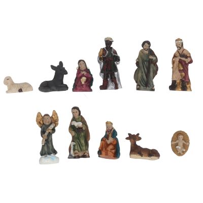 Tnfeeon Resin Nativity Figurine Set for Christmas, 11 Pcs Christmas Indoor Resin Set Collectible Christmas Countertop Nativity Figures Miniatures Statue Christmas Decorations Holy Family Decor