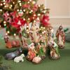 Tnfeeon Resin Nativity Figurine Set for Christmas, 11 Pcs Christmas Indoor Resin Set Collectible Christmas Countertop Nativity Figures Miniatures Statue Christmas Decorations Holy Family Decor view 2