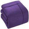 1 Piece Box Stitched Striped Pattern Comforter Super Soft 100% Egyptian Cotton Quilt Cover, 1000 Thread Count - (King/California King Size, Purple) 550 GSM Filling view 4