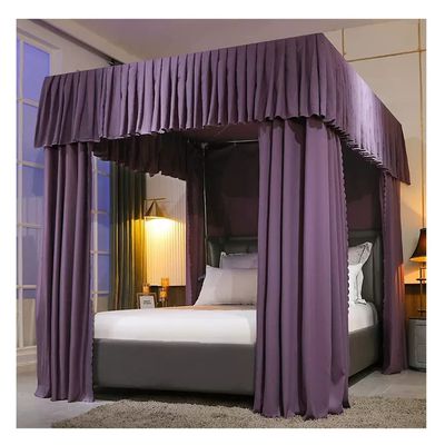 Bed Canopy Simple Three Door Bed Canopy, Shading and Dust-Proof Wind Proof Bed Curtain, with Stainless Steel Bracket (Color : A2, Size : 180X220X200cm)