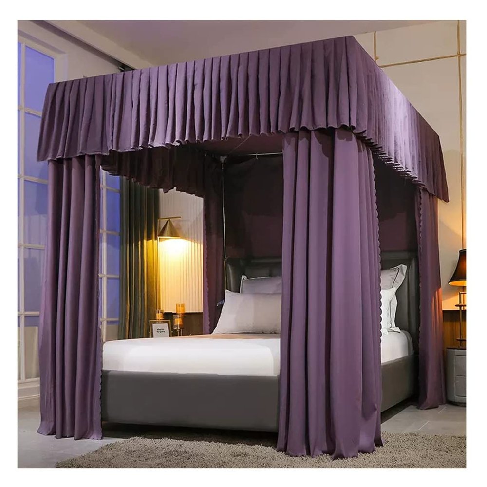 Bed Canopy Simple Three Door Bed Canopy, Shading and Dust-Proof Wind Proof Bed Curtain, with Stainless Steel Bracket (Color : A2, Size : 180X220X200cm)