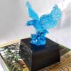 3D Handmade Blue Eagle Figurine Miniature Table Ornaments Glass Animal Crafts Home Decoration Accessories Gifts,Without Base view 2